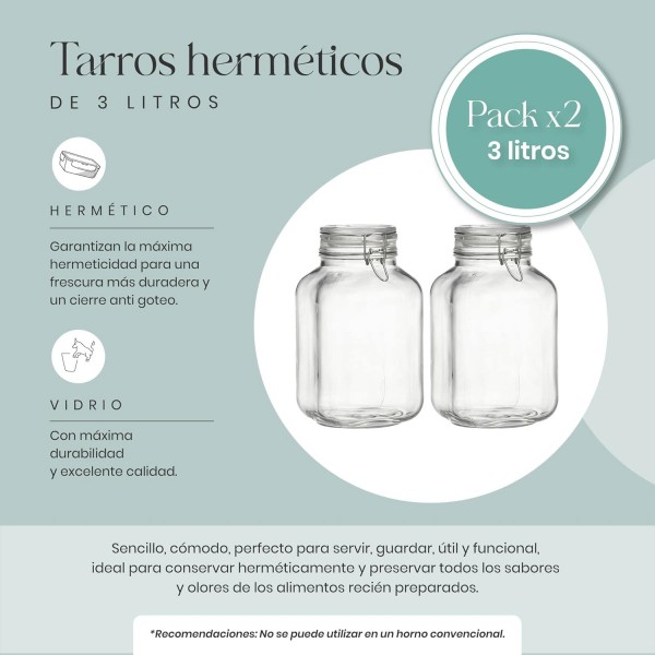 RIOJA 뚜껑 및 용기 유리 주방 용기 식품용 뚜껑이 있는 밀폐 용기 2개 팩 식품 보관에 이상적인 수동 알루미늄 마개가 있는 주방 식기 Kombucha