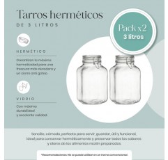 RIOJA 뚜껑 및 용기 유리 주방 용기 식품용 뚜껑이 있는 밀폐 용기 2개 팩 식품 보관에 이상적인 수동 알루미늄 마개가 있는 주방 식기 Kombucha