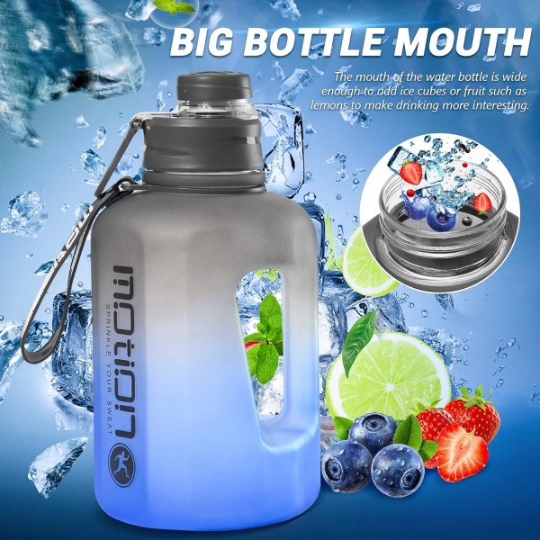 BelonLink 스포츠 물병, 1.6L 물병, 손잡이가 있는 대형 스포츠 물병, BPA 없음, 스포츠 및 야외 활동에 이상적, 가볍고 깨지지 않는 지속 가능, 피트니스용 물병(회색)