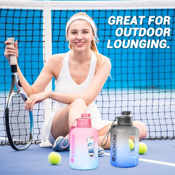 BelonLink 스포츠 물병, 1.6L 물병, 손잡이가 있는 대형 스포츠 물병, BPA 없음, 스포츠 및 야외 활동에 이상적, 가볍고 깨지지 않는 지속 가능, 피트니스용 물병(회색)