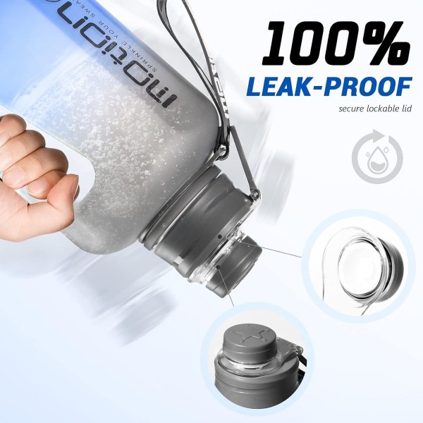 BelonLink 스포츠 물병, 1.6L 물병, 손잡이가 있는 대형 스포츠 물병, BPA 없음, 스포츠 및 야외 활동에 이상적, 가볍고 깨지지 않는 지속 가능, 피트니스용 물병(회색)