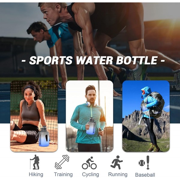 BelonLink 스포츠 물병, 1.6L 물병, 손잡이가 있는 대형 스포츠 물병, BPA 없음, 스포츠 및 야외 활동에 이상적, 가볍고 깨지지 않는 지속 가능, 피트니스용 물병(회색)