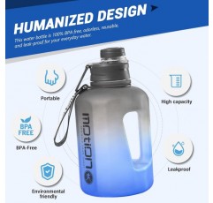 BelonLink 스포츠 물병, 1.6L 물병, 손잡이가 있는 대형 스포츠 물병, BPA 없음, 스포츠 및 야외 활동에 이상적, 가볍고 깨지지 않는 지속 가능, 피트니스용 물병(회색)