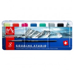 7가지 수채 물감(팬)과 1 x 10ml 튜브 화이트 및 붓 1개의 금속 상자