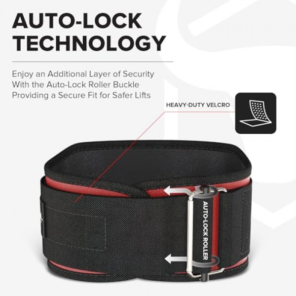 남성과 여성을 위한 역도 벨트 - 6인치 자동 잠금 역도 등 지원, 리프팅, 피트니스, 크로스 트레이닝 및 파워리프팅을 위한 운동 등 지원