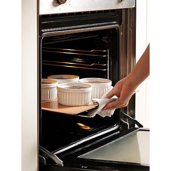 LE TAUCI 뚜껑 달린 라메킨, [2세대] 8온스 오븐 안전 크림 브륄레 라메킨 수플레 접시(덮개 포함), 베이킹, 푸딩, 딥용 쌓을 수 있는 세라믹 그릇, 커스터드, 아이스크림, 4