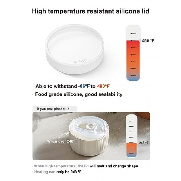 LE TAUCI 뚜껑 달린 라메킨, [2세대] 8온스 오븐 안전 크림 브륄레 라메킨 수플레 접시(덮개 포함), 베이킹, 푸딩, 딥용 쌓을 수 있는 세라믹 그릇, 커스터드, 아이스크림, 4