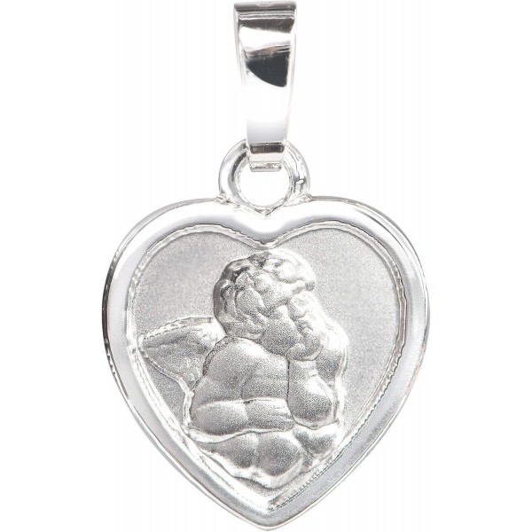 JEVELION 가디언 엔젤 하트 펜던트 실버 펜던트 925 스털링 실버 여성, 남성 및 어린이용 Gott Schütze Dich as a Pendant + Jewellery Case Pendant 925 silver with chain