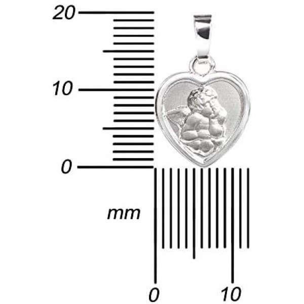 JEVELION 가디언 엔젤 하트 펜던트 실버 펜던트 925 스털링 실버 여성, 남성 및 어린이용 Gott Schütze Dich as a Pendant + Jewellery Case Pendant 925 silver with chain