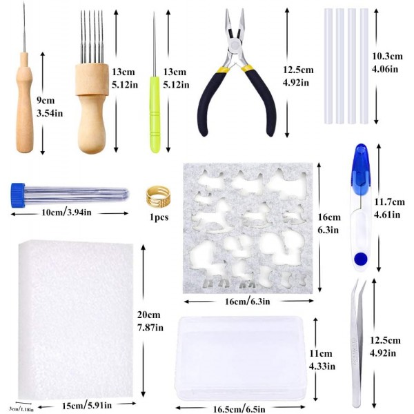 Namner Needle Felting 스타터 키트 Felting 도구가있는 Roving Wool 용 40 가지 색상 Felting Needle 지침 펠트 동물 선물