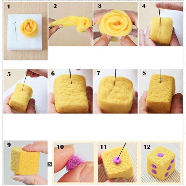 Namner Needle Felting 스타터 키트 Felting 도구가있는 Roving Wool 용 40 가지 색상 Felting Needle 지침 펠트 동물 선물