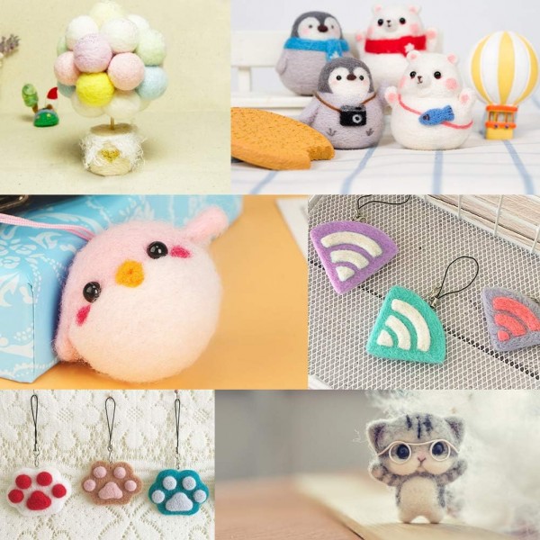 Namner Needle Felting 스타터 키트 Felting 도구가있는 Roving Wool 용 40 가지 색상 Felting Needle 지침 펠트 동물 선물