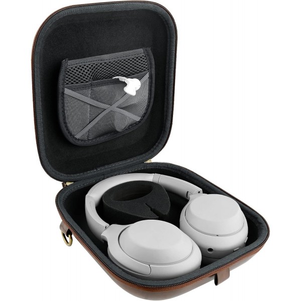 레이 플랫 오버이어 헤드폰용 Geekria UltraShell 헤드폰 케이스, Sony WH-1000XM4, ATH-MSR7NC 헤드셋(갈색)과 호환되는 교체용 하드 쉘 여행용 가방 dunkelbraun