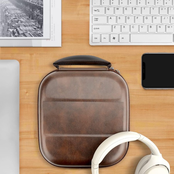 레이 플랫 오버이어 헤드폰용 Geekria UltraShell 헤드폰 케이스, Sony WH-1000XM4, ATH-MSR7NC 헤드셋(갈색)과 호환되는 교체용 하드 쉘 여행용 가방 dunkelbraun