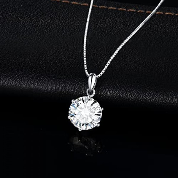 JewelryPalace 라운드 컷 1.5ct 2ct 3ct 모이사나이트 목걸이 펜던트, 신부용 주얼리 세트, 여성용 목걸이 925 실버 스톤 포함, 주얼리 여아 여성 로즈 골드 45 cm
