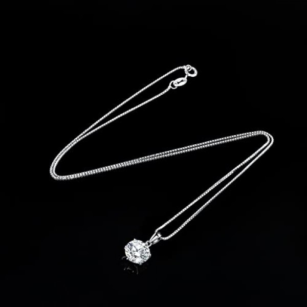 JewelryPalace 라운드 컷 1.5ct 2ct 3ct 모이사나이트 목걸이 펜던트, 신부용 주얼리 세트, 여성용 목걸이 925 실버 스톤 포함, 주얼리 여아 여성 로즈 골드 45 cm