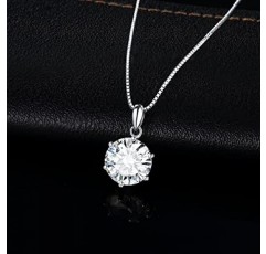 JewelryPalace 라운드 컷 1.5ct 2ct 3ct 모이사나이트 목걸이 펜던트, 신부용 주얼리 세트, 여성용 목걸이 925 실버 스톤 포함, 주얼리 여아 여성 로즈 골드 45 cm