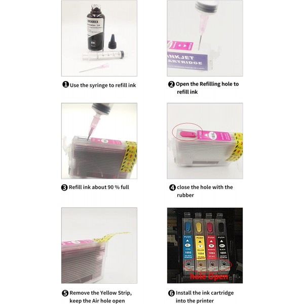 COCADEEX 603XL 승화 잉크 리필 키트 Ep Expression Home XP-2100 XP-2105 XP-3100 XP-4105 XP-4100 XP-3105 Workforce WF-2830 WF-2835 WF-2850 WF-2810 프린터