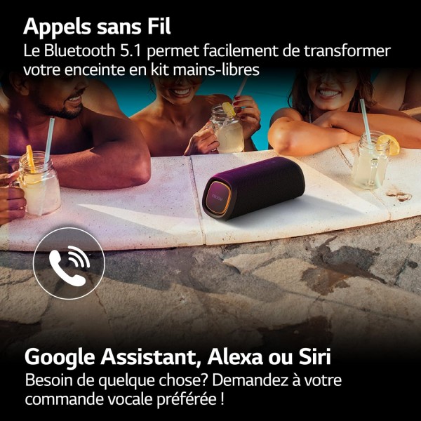 LG XBOOM Go XG7QBK 무선 스피커, Bluetooth, 40W, Sound Boost, 방수 IP67, 작동 시간 24시간, 가변 LED 표시등 색상, 넓은 연결성, 진회색