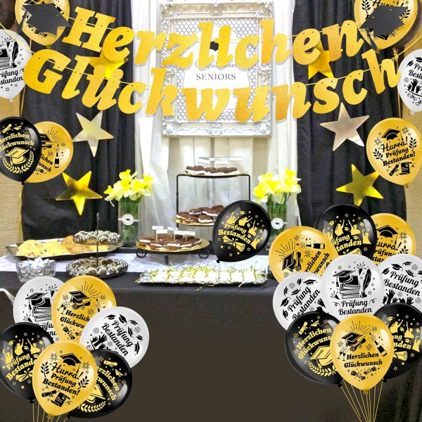 HOWAF 졸업 장식, 축하 화환 졸업 화환 졸업 배너 시험 합격 풍선 ABI 2023 풍선 졸업 라텍스 풍선 졸업 Abitur 2023 장식