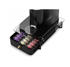 EVERIE 크리스탈 강화 유리 상단 정리 서랍 홀더 Nespresso Vertuo 캡슐과 호환 가능, 21개의 대형 또는 30개의 소형 Vertuoline 포드와 호환 가능, 소형, NP02S