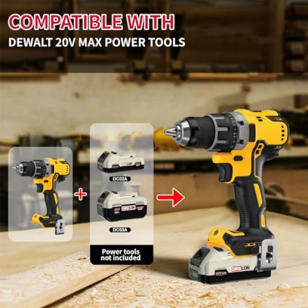 DeWALT 20V 배터리용 DCB206 DCB204 DCB204-2 DCB203 DCB201 DCB200 DCB207 DCB208 DCB210, 2.0Ah 배터리는 Dewalt 20V 도구와 호환됩니다.