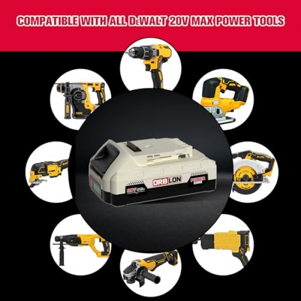 DeWALT 20V 배터리용 DCB206 DCB204 DCB204-2 DCB203 DCB201 DCB200 DCB207 DCB208 DCB210, 2.0Ah 배터리는 Dewalt 20V 도구와 호환됩니다.