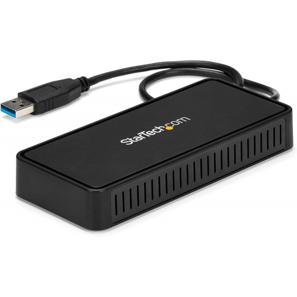 StarTech.com USB 3.0 Mini Dock - DisplayPort 4K 60Hz 비디오 및 기가비트 이더넷을 지원하는 듀얼 모니터 USB-A 도킹 스테이션 - 1ft(30cm) 케이블 - 휴대용 USB 3.1 Gen 1 Type-A 노트북 어댑