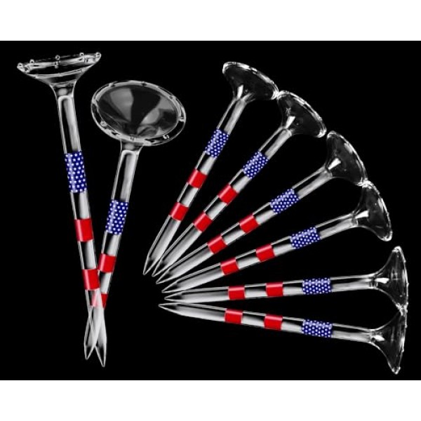 EagleGlo 골프 티, 골프 티 3 1/4'' 깨지지 않는 투명 아크릴, 플라스틱 골프 티 측면 회전 및 마찰 감소, 긴 골프 티 대용량 큰 컵 및 8 프롱 남성용 골프 액세서리 50팩