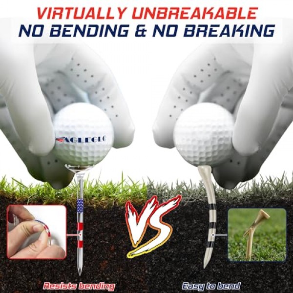 EagleGlo 골프 티, 골프 티 3 1/4'' 깨지지 않는 투명 아크릴, 플라스틱 골프 티 측면 회전 및 마찰 감소, 긴 골프 티 대용량 큰 컵 및 8 프롱 남성용 골프 액세서리 50팩