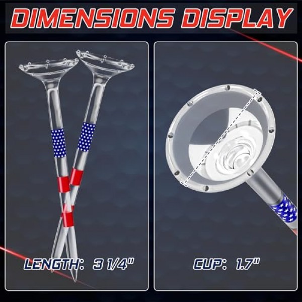 EagleGlo 골프 티, 골프 티 3 1/4'' 깨지지 않는 투명 아크릴, 플라스틱 골프 티 측면 회전 및 마찰 감소, 긴 골프 티 대용량 큰 컵 및 8 프롱 남성용 골프 액세서리 50팩