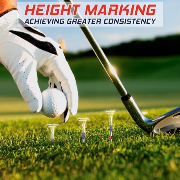 EagleGlo 골프 티, 골프 티 3 1/4'' 깨지지 않는 투명 아크릴, 플라스틱 골프 티 측면 회전 및 마찰 감소, 긴 골프 티 대용량 큰 컵 및 8 프롱 남성용 골프 액세서리 50팩