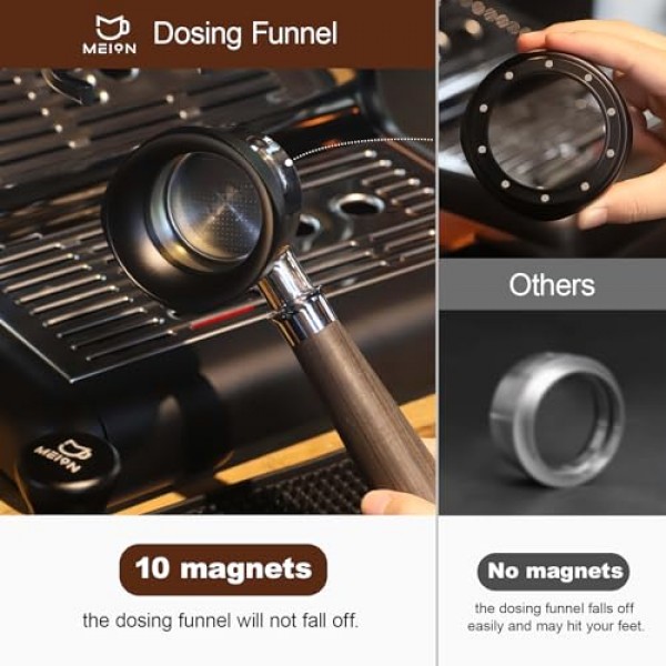 Breville Portafilters 용 54mm 도징 깔때기, 마그네틱 에스프레소 도징 깔때기 커피 깔때기, 에스프레소 도구 에스프레소 액세서리 (54mm, 검정색)