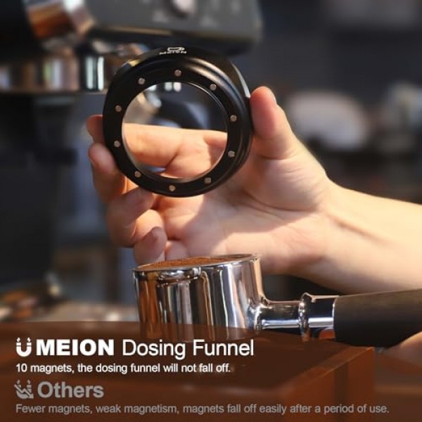 Breville Portafilters 용 54mm 도징 깔때기, 마그네틱 에스프레소 도징 깔때기 커피 깔때기, 에스프레소 도구 에스프레소 액세서리 (54mm, 검정색)