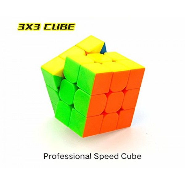 CuberSpeed ​​Speedcubing 번들 MoFang JiaoShi Meilong 2X2 & meilong 3X3 & meilong 4X4 & meilong 5X5 스티커없는 밝은 매직 큐브 Cubing 교실 스티커없는 스피드 큐브 세트 선물 포장