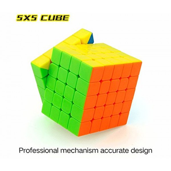 CuberSpeed ​​Speedcubing 번들 MoFang JiaoShi Meilong 2X2 & meilong 3X3 & meilong 4X4 & meilong 5X5 스티커없는 밝은 매직 큐브 Cubing 교실 스티커없는 스피드 큐브 세트 선물 포장