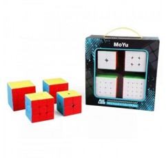 CuberSpeed ​​Speedcubing 번들 MoFang JiaoShi Meilong 2X2 & meilong 3X3 & meilong 4X4 & meilong 5X5 스티커없는 밝은 매직 큐브 Cubing 교실 스티커없는 스피드 큐브 세트 선물 포장
