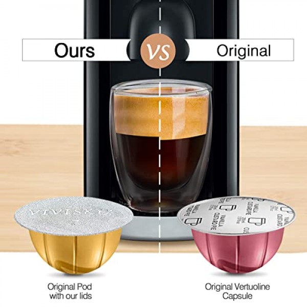 재사용 가능한 네스프레소 포드용 120개 알루미늄 호일 뚜껑 Vertuo, 커피 포드 씰 스티커 커버 네스프레소 Vertuo 포드와 호환 가능 재사용 가능한 포드 네스프레소 리필 