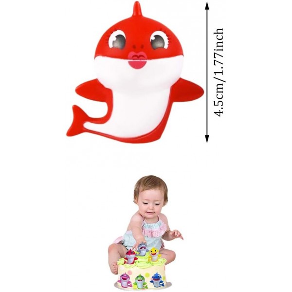 상어 케이크 Toppers-8Pcs 상어 생일 케이크 토퍼 밝은 색상, 작은 귀여운 상어 가족 케이크 장식 상어 테마 케이크 생일 파티 & 베이비 샤워 & 상어 테마 파티
