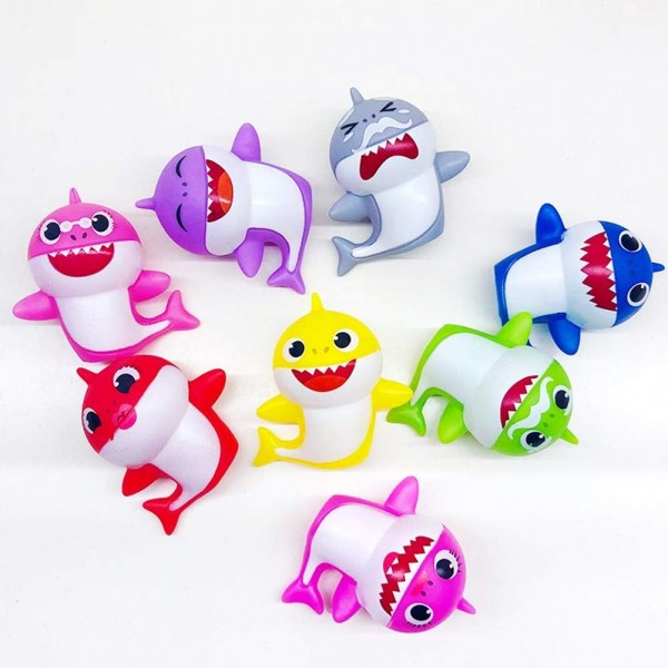 상어 케이크 Toppers-8Pcs 상어 생일 케이크 토퍼 밝은 색상, 작은 귀여운 상어 가족 케이크 장식 상어 테마 케이크 생일 파티 & 베이비 샤워 & 상어 테마 파티