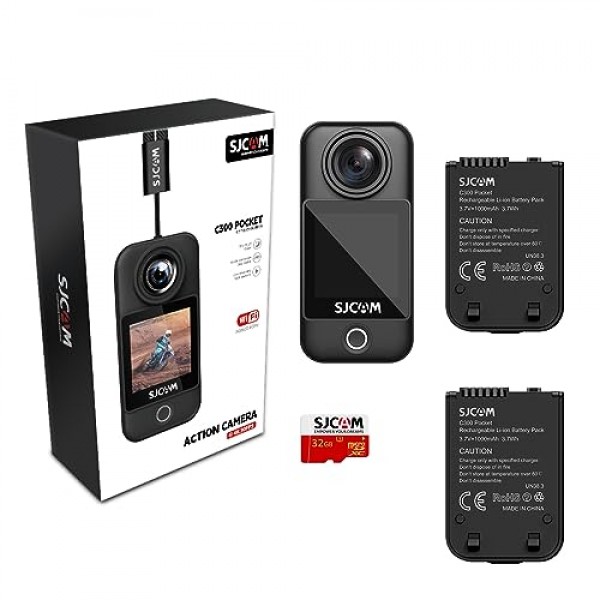 SJCAM C300 포켓 액션 카메라 4K30fps, 1.33인치 터치스크린 스포츠 카메라, 2.4G/5G 듀얼 WiFi 20MP 헬멧 카메라, 6축 얼음 수중 카메라 30m/98ft 방수