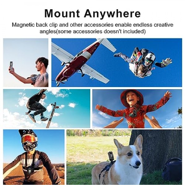 SJCAM C300 포켓 액션 카메라 4K30fps, 1.33인치 터치스크린 스포츠 카메라, 2.4G/5G 듀얼 WiFi 20MP 헬멧 카메라, 6축 얼음 수중 카메라 30m/98ft 방수