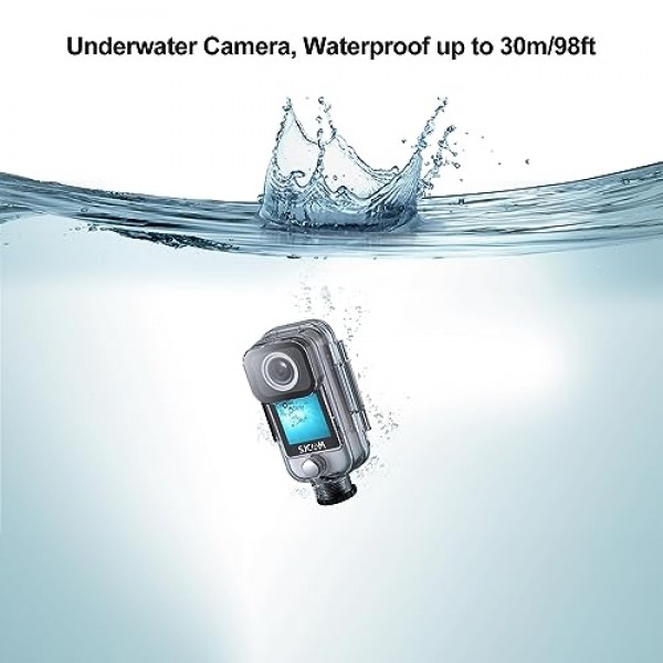 SJCAM C300 포켓 액션 카메라 4K30fps, 1.33인치 터치스크린 스포츠 카메라, 2.4G/5G 듀얼 WiFi 20MP 헬멧 카메라, 6축 얼음 수중 카메라 30m/98ft 방수