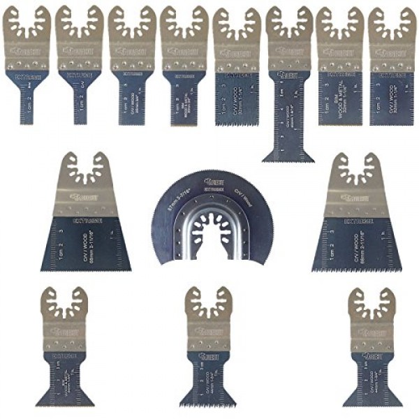 14 x SabreCut BB_SPK14 프리미엄 패스트 핏 OMT 믹스 블레이드 케이스 세트 Dewalt Bosch Fein(Non-StarLock)과 호환 가능 Makita Milwaukee Craftsman Ryobi Rockwell(HyperLock) 포터 케이블 액세서