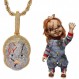 KMASAL 쥬얼리 힙합 끔찍한 Chucky 펜던트 Iced Out Chain 남성 여성을위한 18K 리얼 골드 도금 목걸이