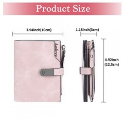 HNOOM 여성용 지갑, PU 가죽 지갑, 여성용 소형 및 짧은 형식 지갑, 여성용 많은 수납 공간, 16개의 카드 슬롯과 동전 수납 공간이 있는 미니 지갑, Pink-S, 미니멀리스트