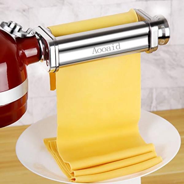 파스타 롤러 및 스파게티 커터, 키친에이드 스탠드 믹서용 페투치니 커터 부착물, Aooaid의 3 Pcs 스테인레스 스틸 파스타 메이커 액세서리