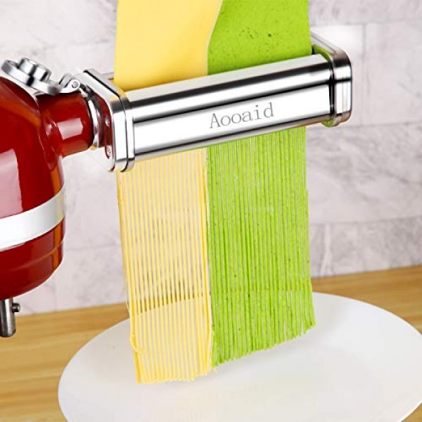 파스타 롤러 및 스파게티 커터, 키친에이드 스탠드 믹서용 페투치니 커터 부착물, Aooaid의 3 Pcs 스테인레스 스틸 파스타 메이커 액세서리