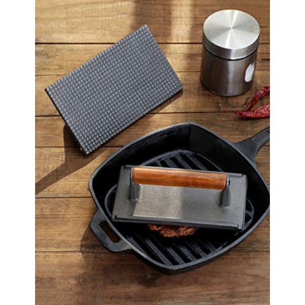 New Star Foodservice 36435 상업 등급 철 스테이크 무게/베이컨 프레스, 8.25 x 4.25인치