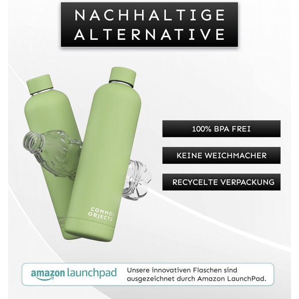 Common Objects 마시는 병 스테인레스 스틸 750 ml | 누출 방지 보온 보온병 | 탄산수 병 적합 | 보온병 스포츠병 | 사무실, 체육관, 야외 | THE ORIGINAL 알파인 화이트 750ml